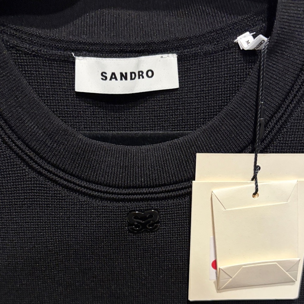 Sandro Black Sleeveless Ribbed Knit Dress - Picture 2 of 3